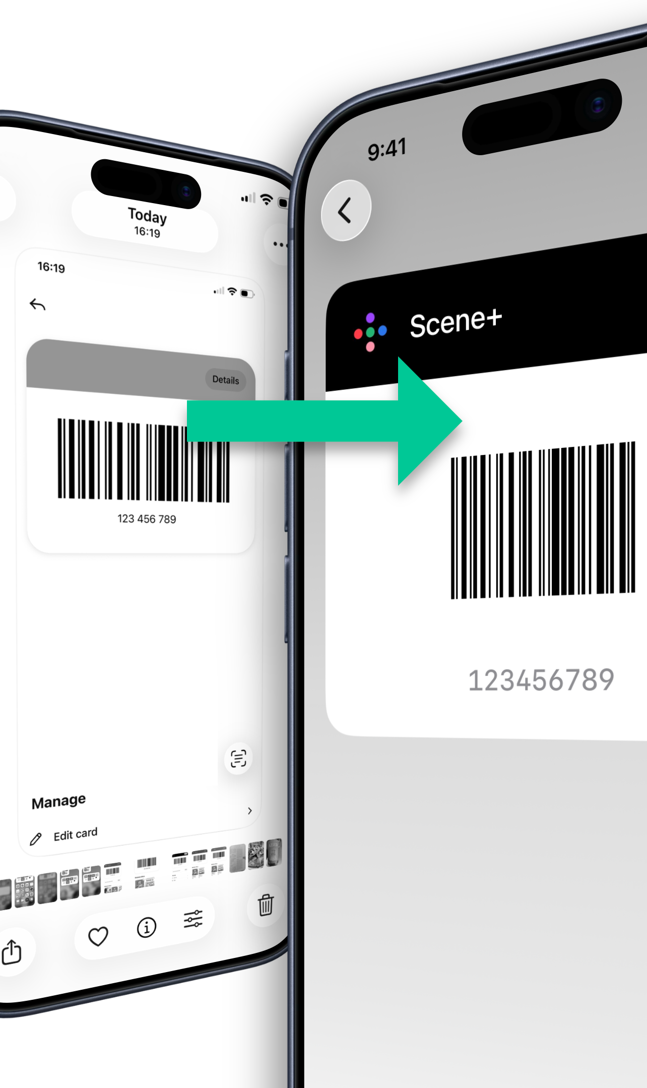 Importing a loyalty card into My Cards from another app