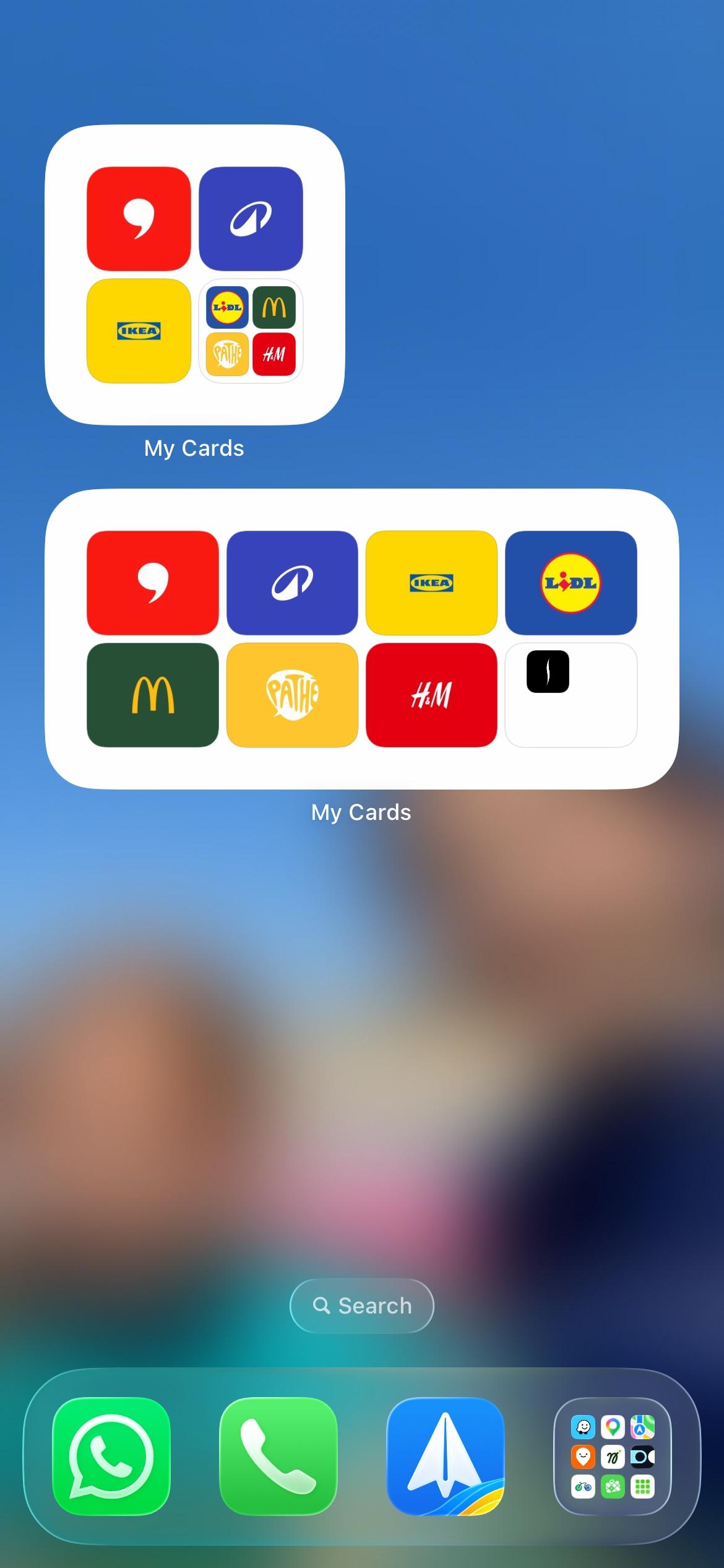 My Cards Home Screen widgets