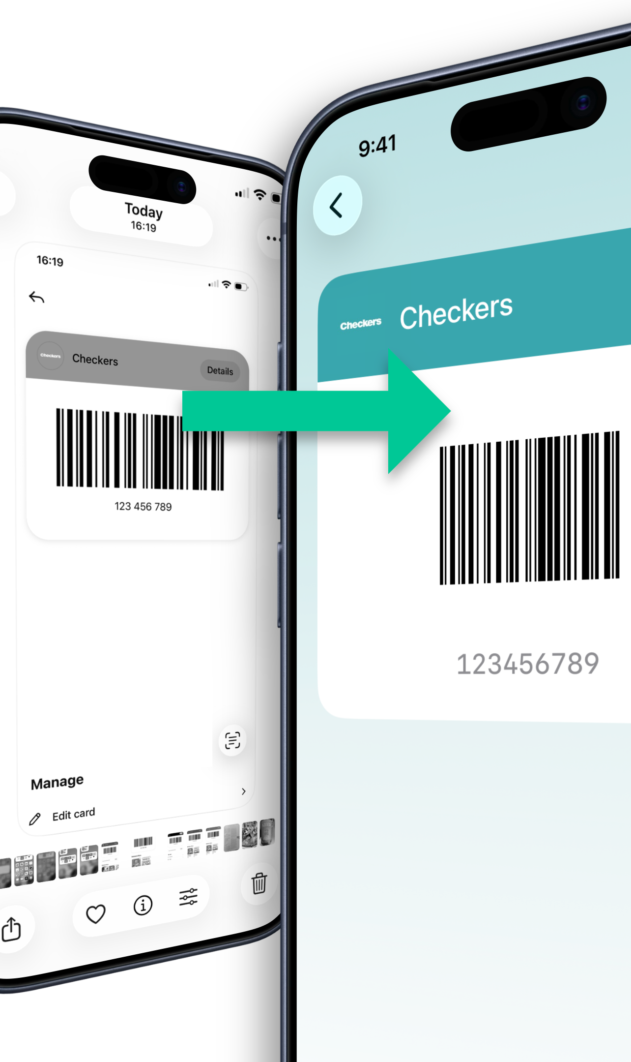 Importing a loyalty card into My Cards from another app