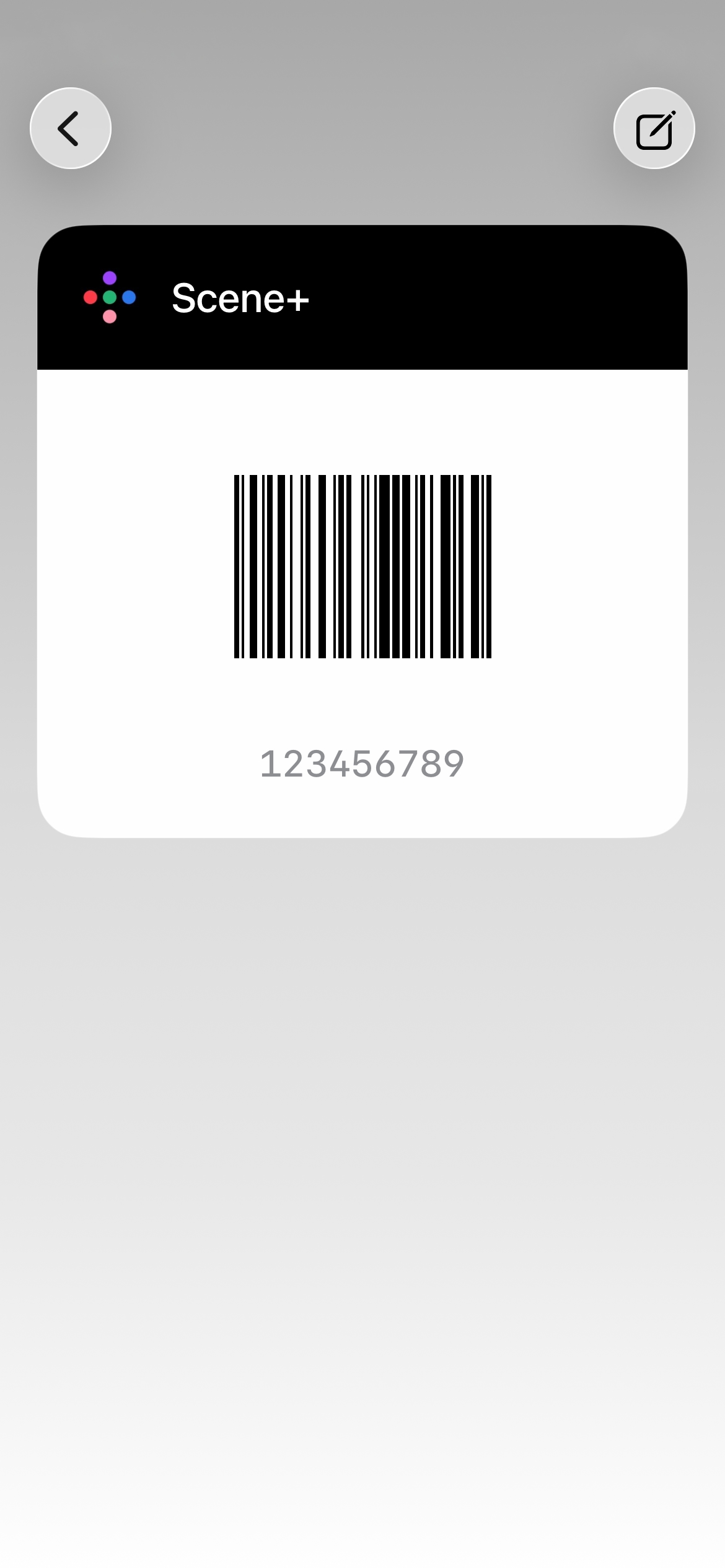 Une carte de fidélité ouverte dans My Cards