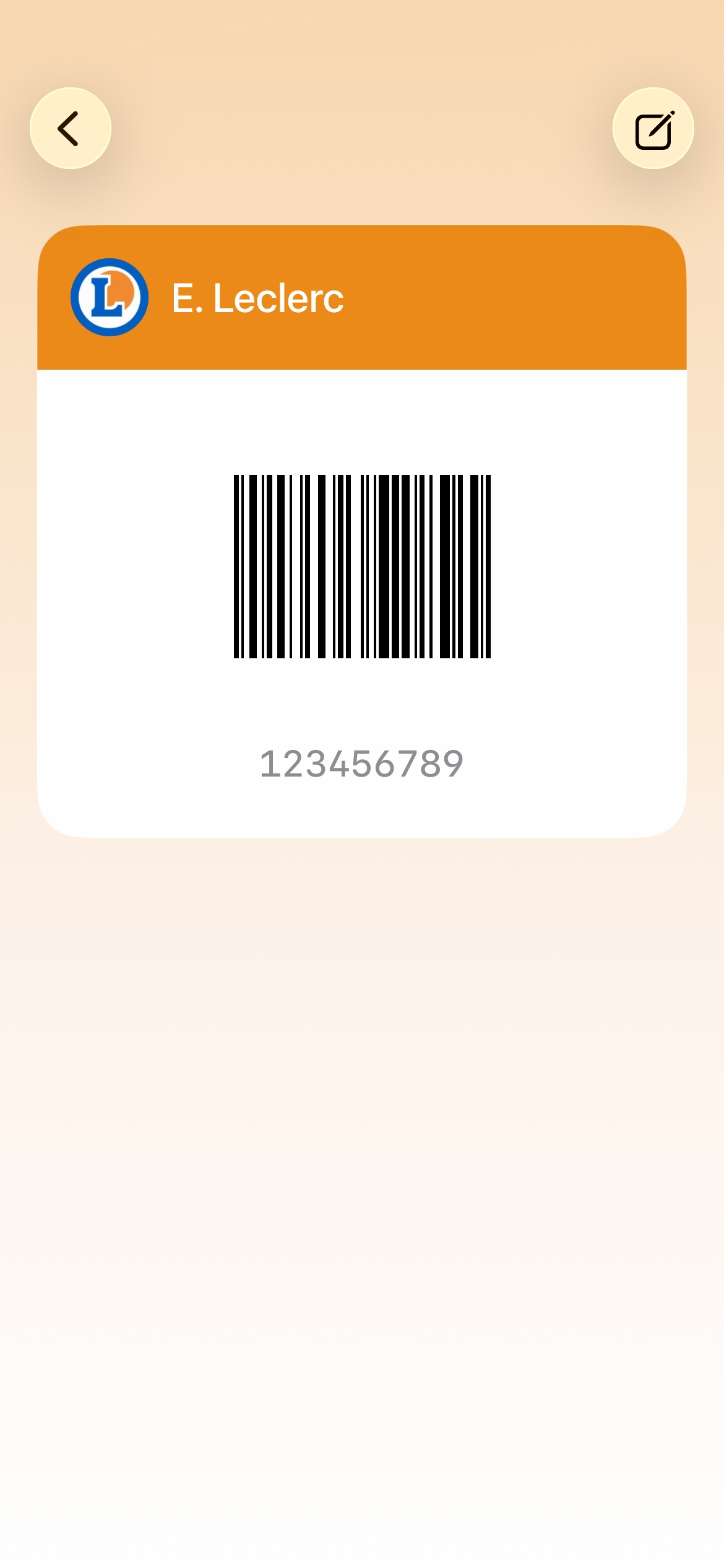 Une carte de fidélité ouverte dans My Cards
