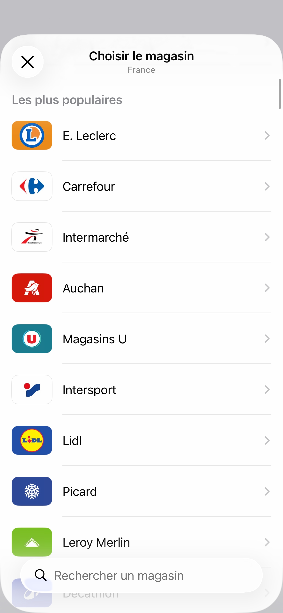 Catalogue d’enseignes dans My Cards